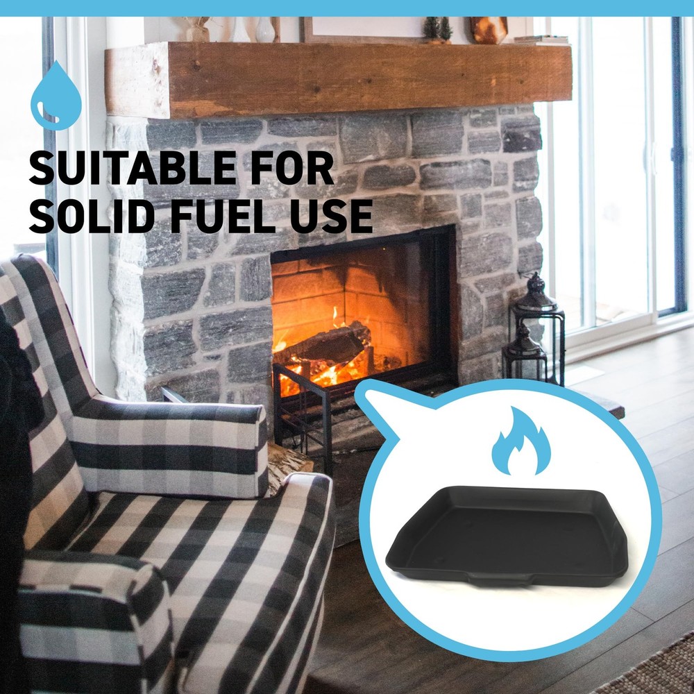 Traditional Ash Pan - 28cm (11") Rectangular, Black Steel, Ideal for Standard...