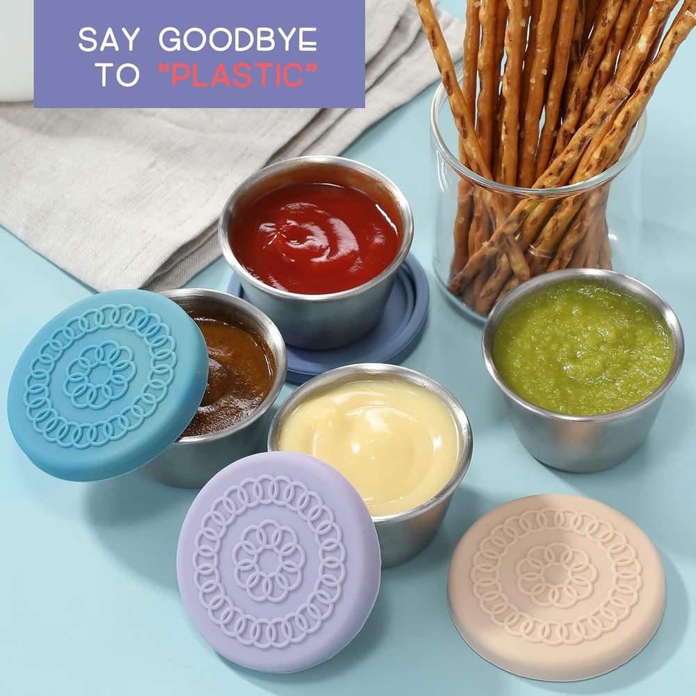 [8 Pack] Salad Dressing Container To Go, 2.4oz Small small, mixed color