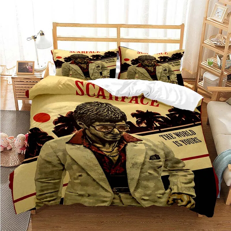 Tony Montana Scarfaces Bedding Set Duvet Cover Pillowcase Bed Kids Adult Home