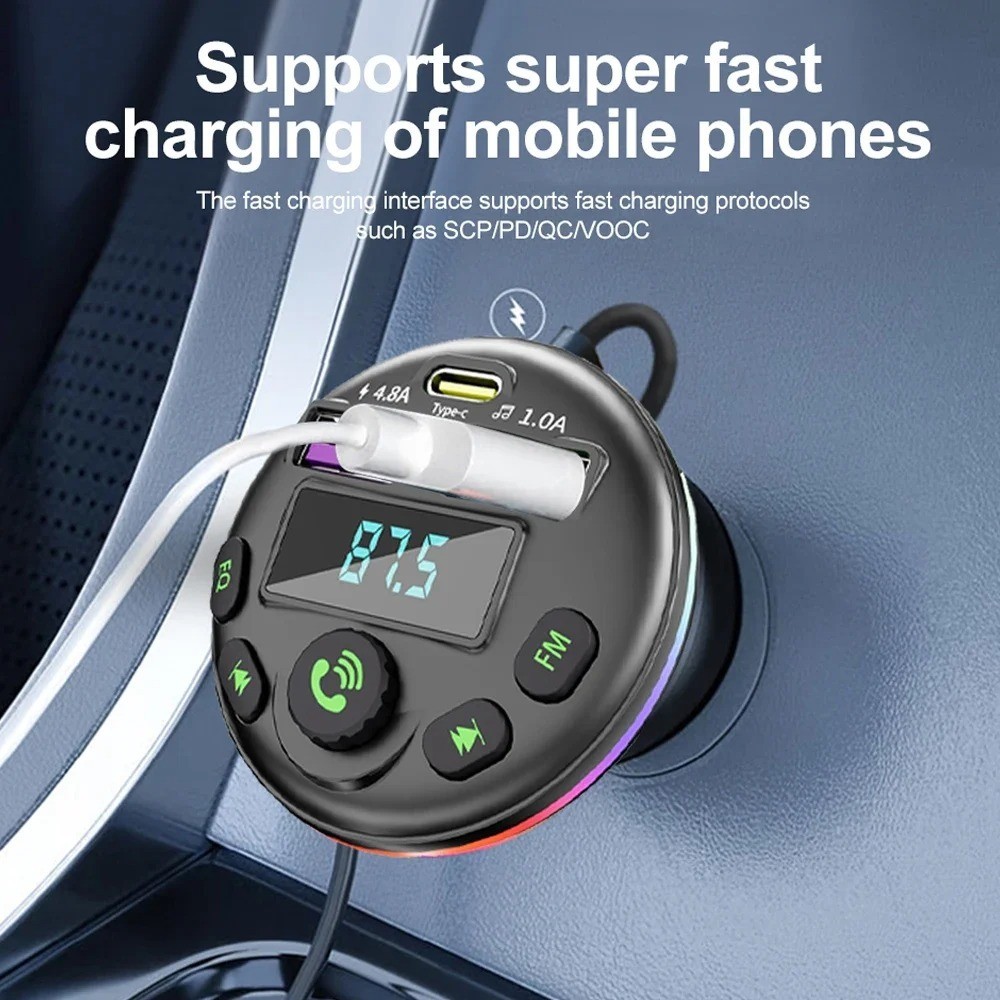 Car Bluetooth 5.0 FM Transmitter MP3 Player Handsfree Charger
