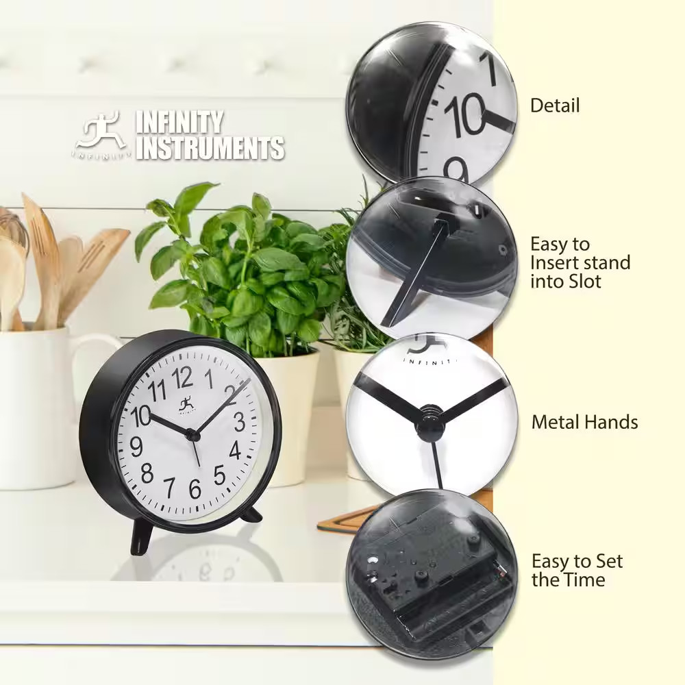 5.75 In. Tabletop Alarm Clock, Black