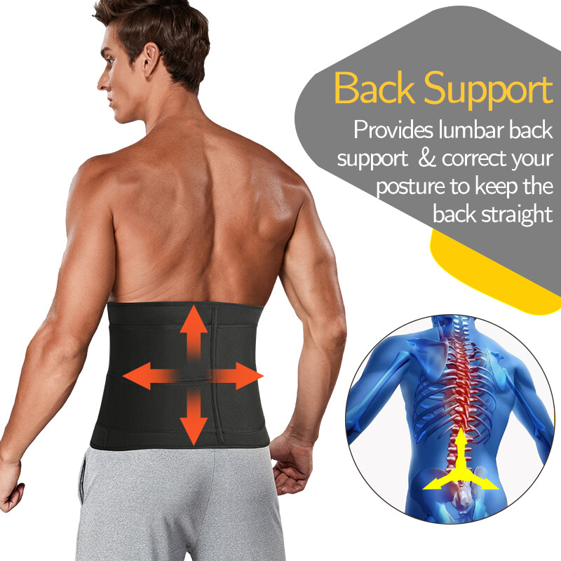 Men's Fat Burner Waist Trainer Cincher Sauna Sweat Belt Body Shaper Workout