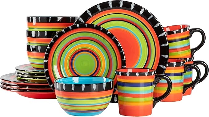 Feliz Mesa 16PC Hand Painted Dinnerware Set Service for 4