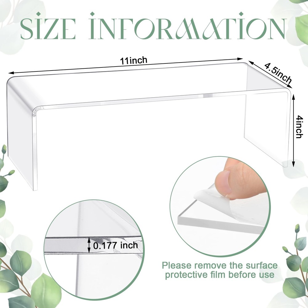 4 Pcs 11 Inch Acrylic Display Risers Rectangular Clear Cupcake Stand Holder L...