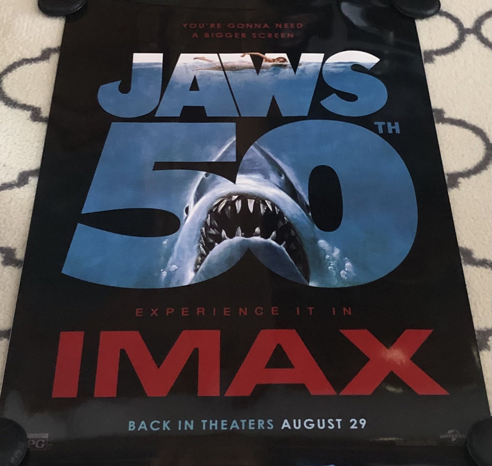 JAWS 50TH Anniversary Original DS Double Sided 27x40 Movie Poster IMAX Last