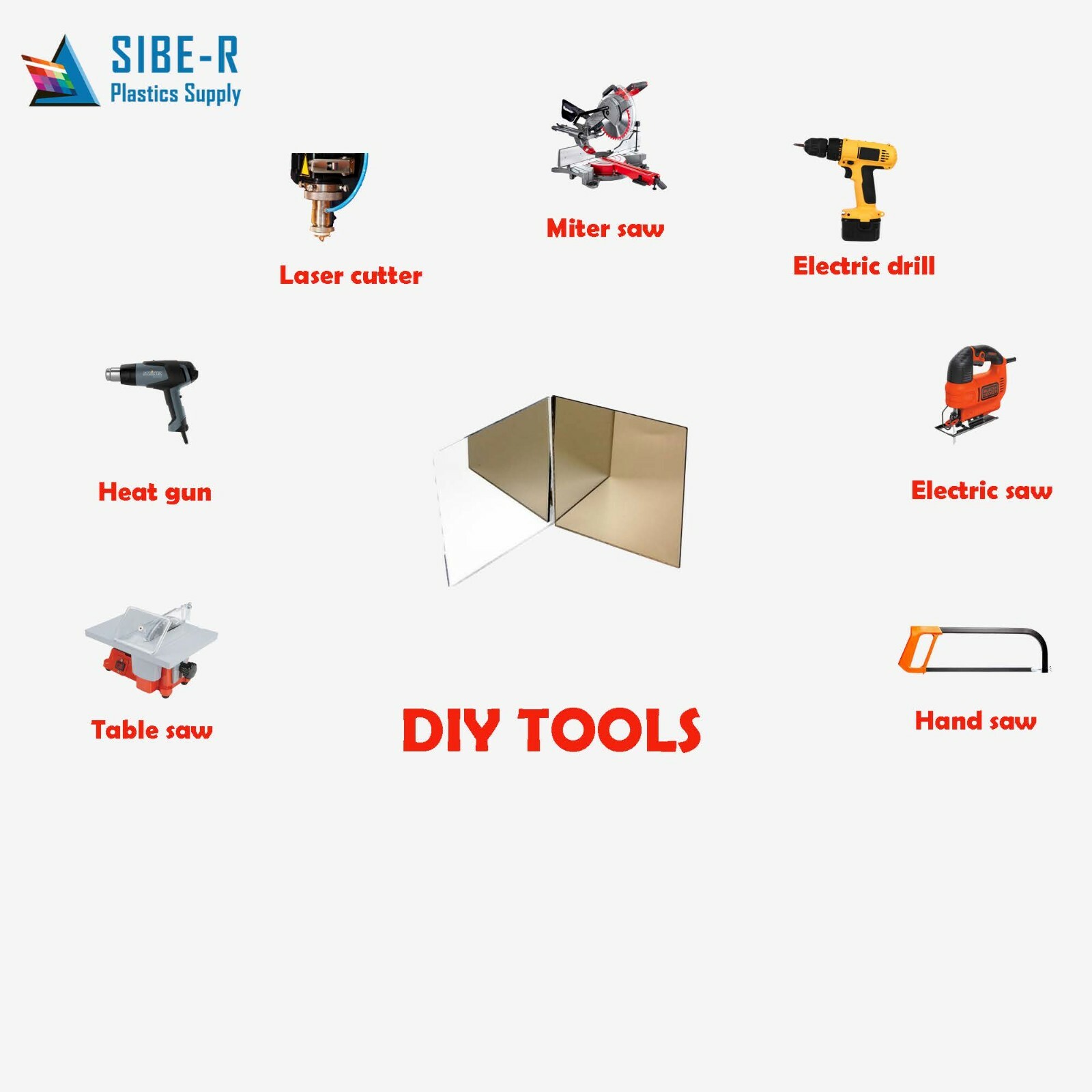 Acrylic Plexiglass Plastic Sheet - 1/8" Thick - Silver Mirror - 8" x 12"