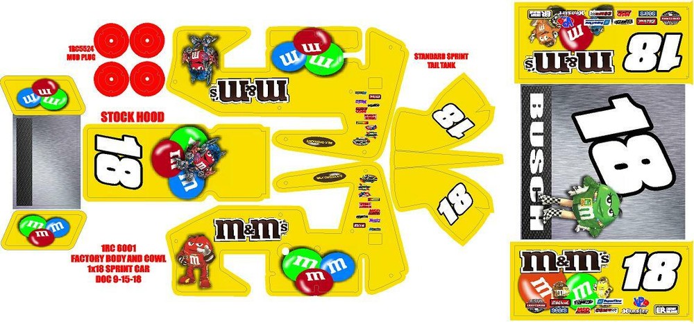 1RC SPRINT WRAP M & M KYLE BUSCH 1X 18 SCALE