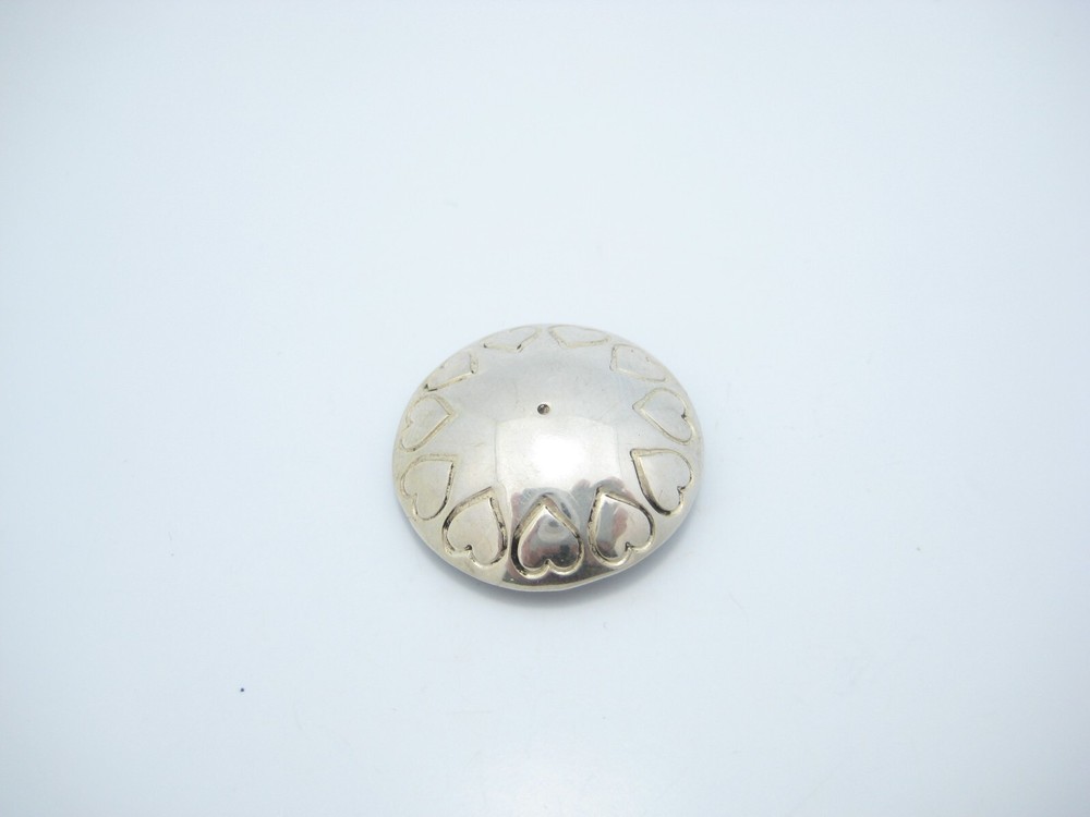 Sterling Silver Etched Heart Smooth Round Button Cover