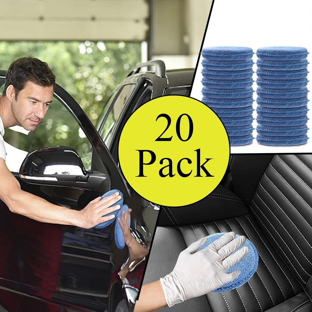 Microfiber Applicator Pads Wax Applicator, 20 Pack Foam Applicator Pads Car W...