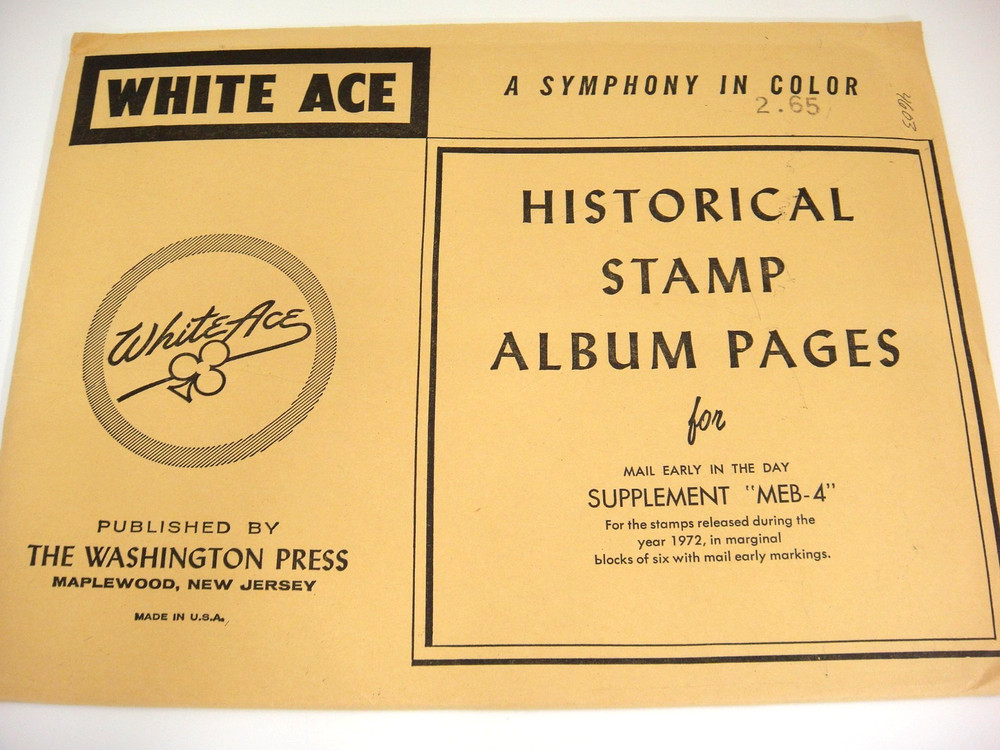 White Ace 1972 Mail Early in the Day Marginal Blocks of 6 NOS MEB-4