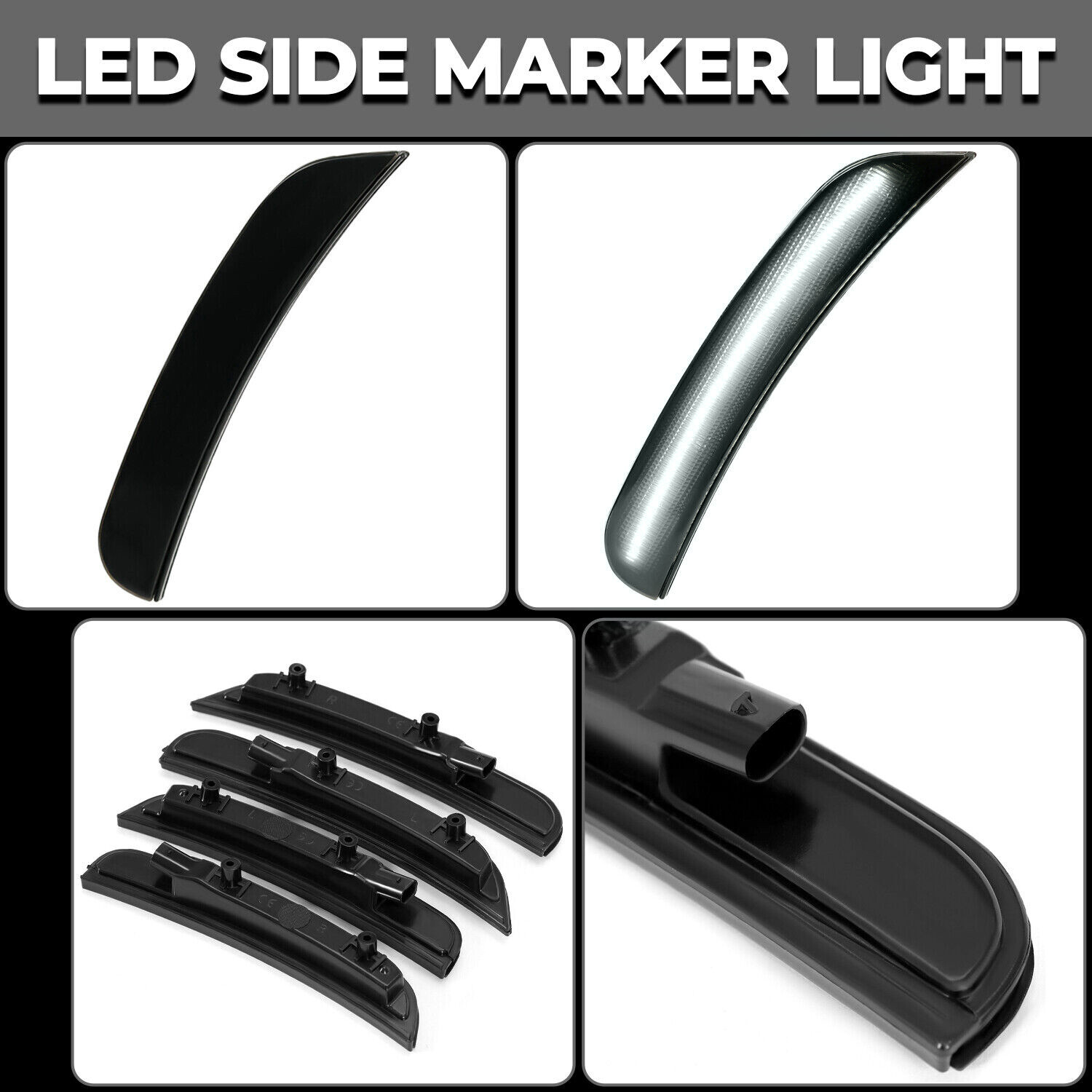 For 2015-2022 Dodge Charger Smoked Lens LED Rear &Front Bumper Side Marker Light