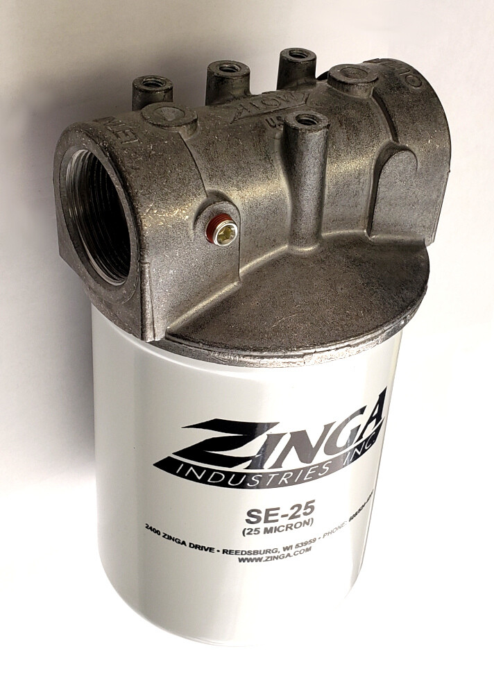 Zinga Filter Assembly - 1-1/2 NPT Housing with 25 Micron Short Filter