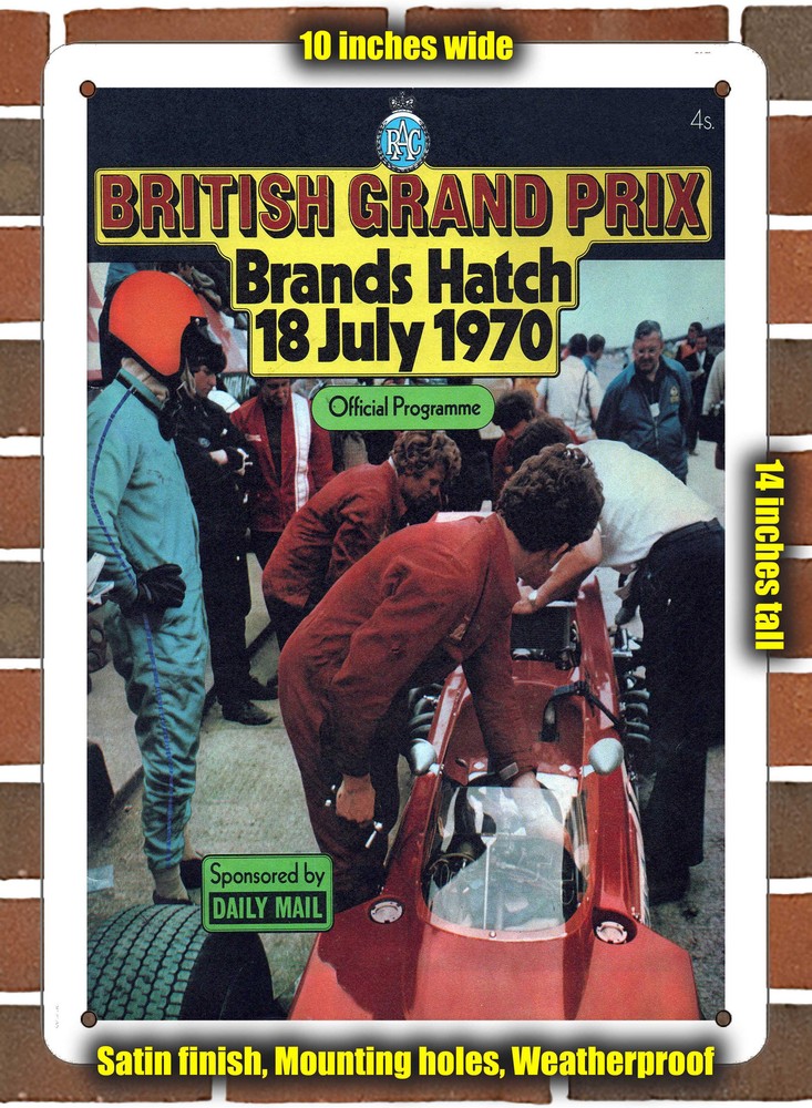 Metal Sign - 1970 Brands Hatch Circuit Racing Program - 10x14 inches