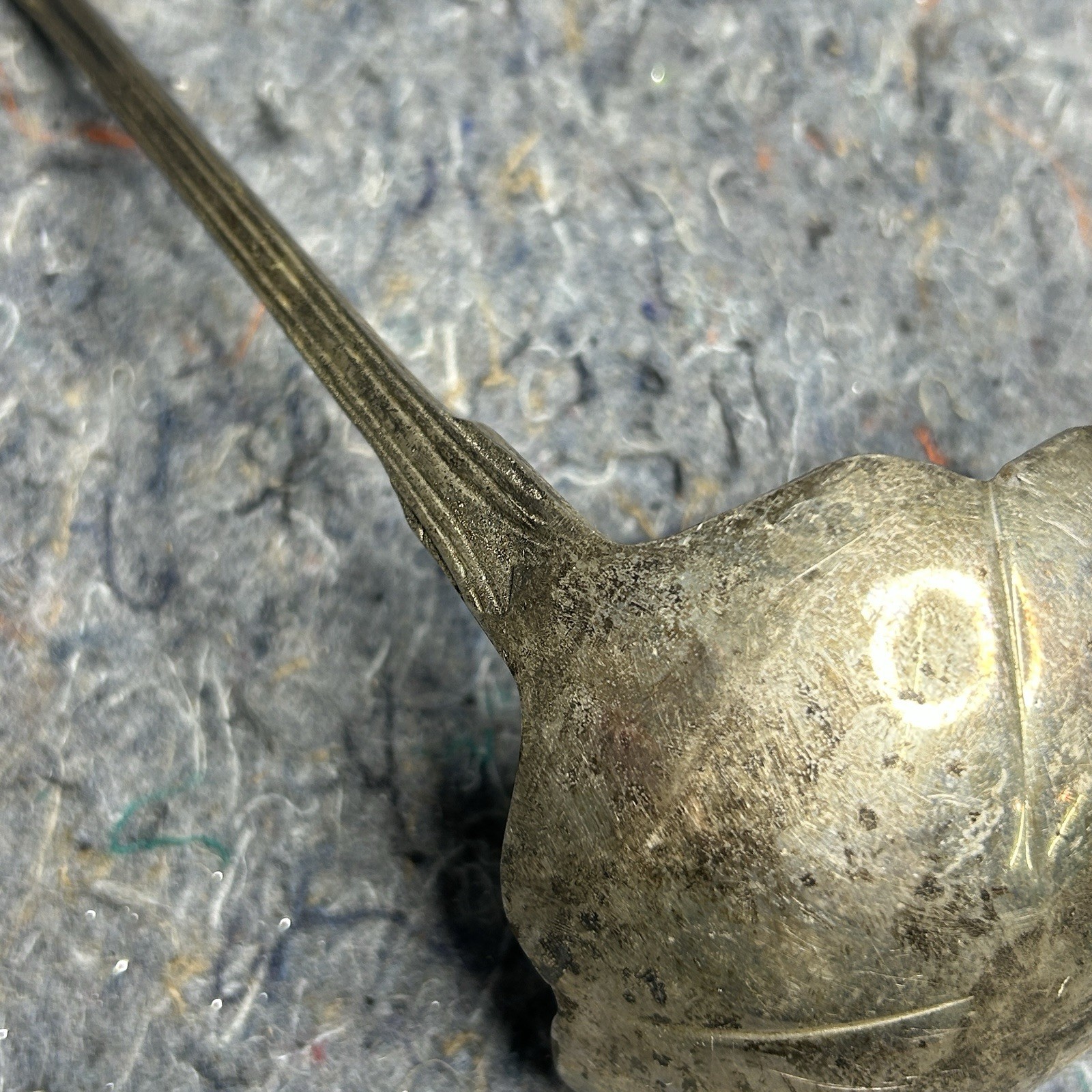 Vintage Ornate Soup Ladle Floral Pattern Silverplate Serving Spoon