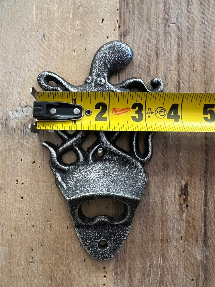 Octopus Cast Iron Mounted Bottle Opener 6" x 3.5"