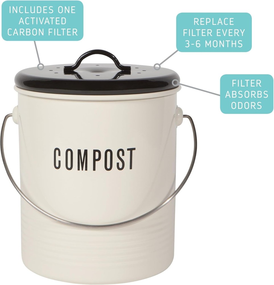 Vintage Compost Bin Ivory