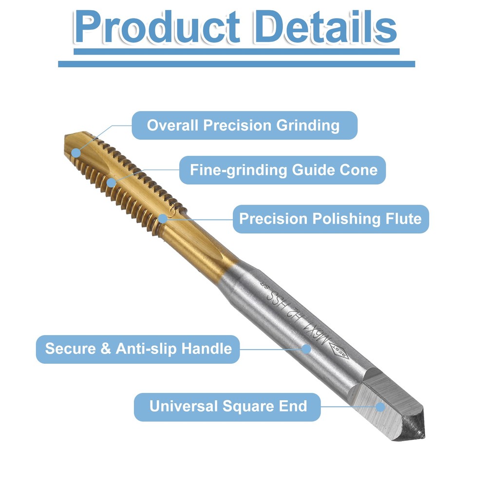 Spiral Point Threading Tap M6 x 1 Thread Titanium Coated HSS 5pcs
