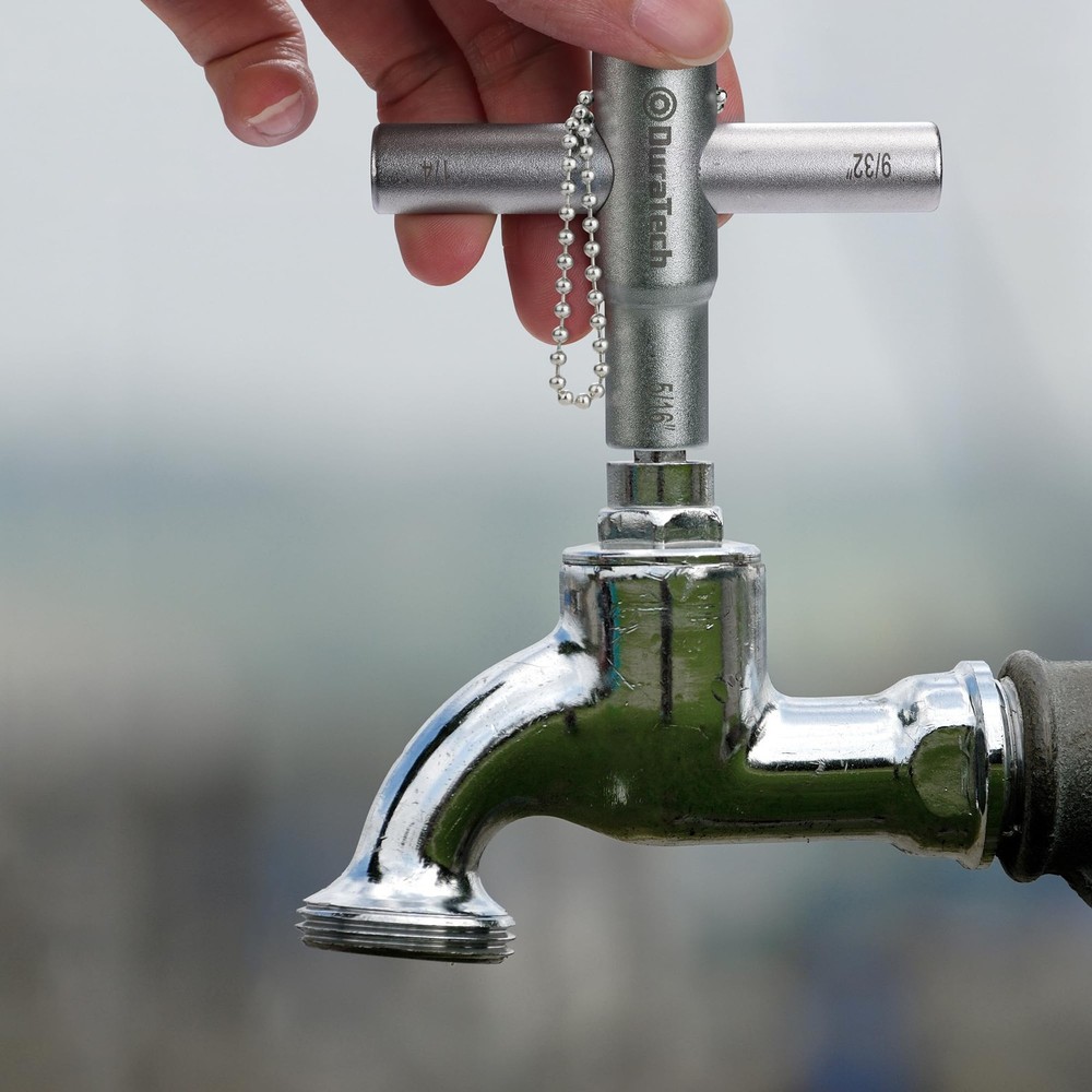 DURATECH 4 Way Sillcock Key Set, Utility Key, Multi-functional 2-Pack, Silver