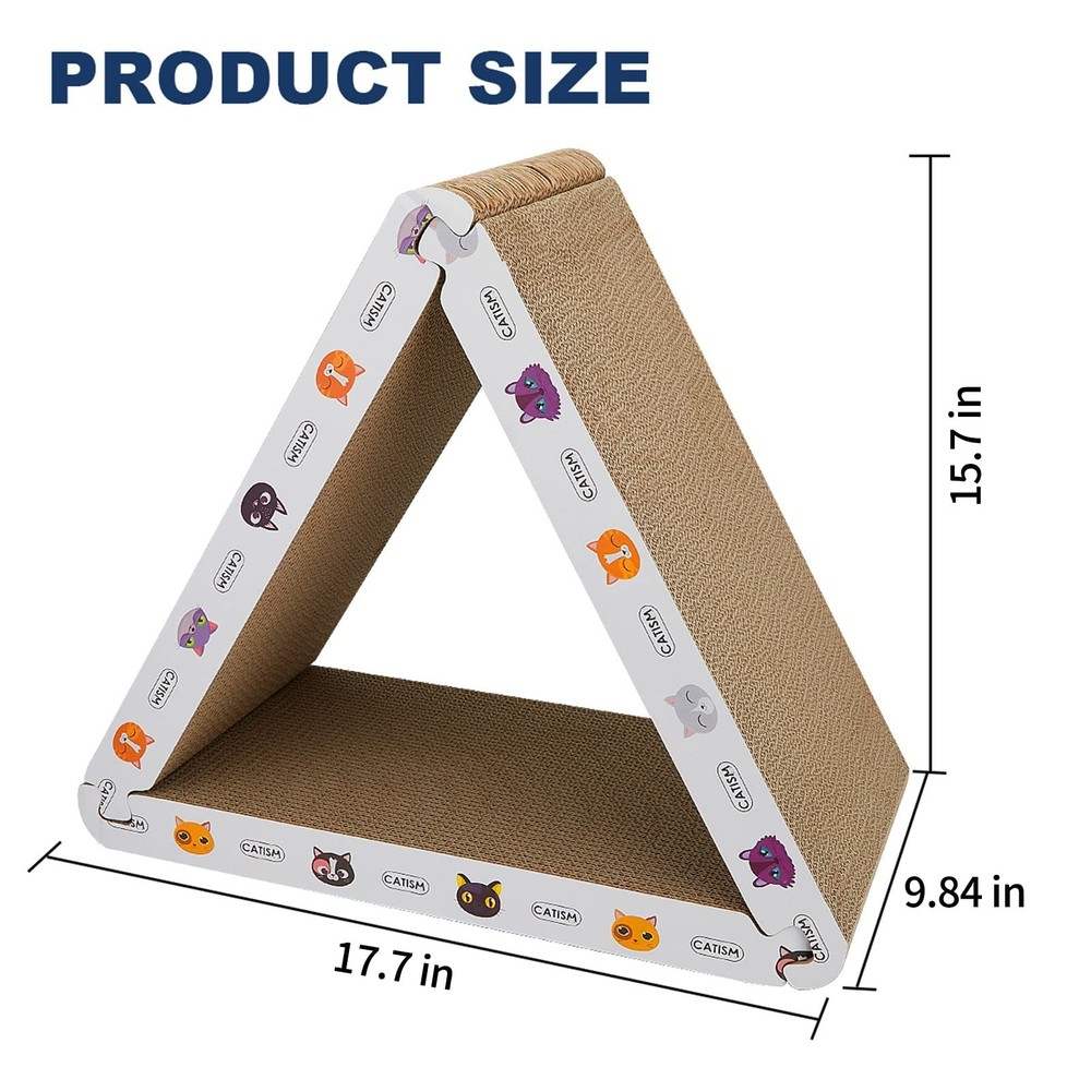 CATISM Cat Scratcher Cat Scratching Board - Foldable - Triangle, 6 Usable Sid...