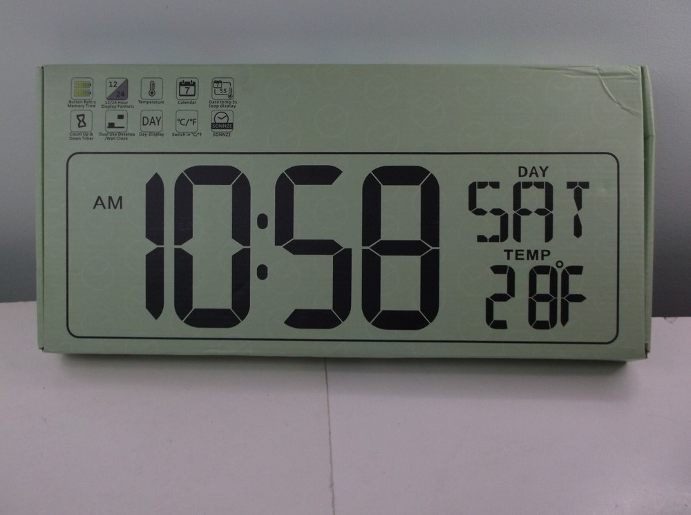 Digital Wall Clock Large Display with Time Date Temperature LED Digital  New