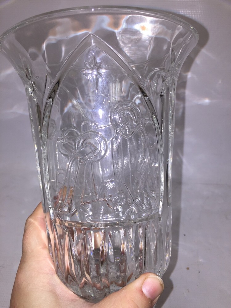 Unique Mary and Joseph Pattern Crystal Candlestick Holder - 2 pcs - Great Find!