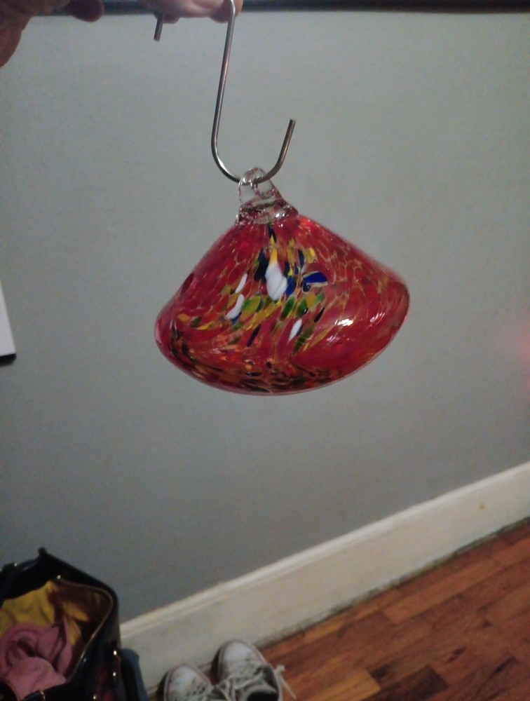 Blown Glass Window Hummingbird Feeder