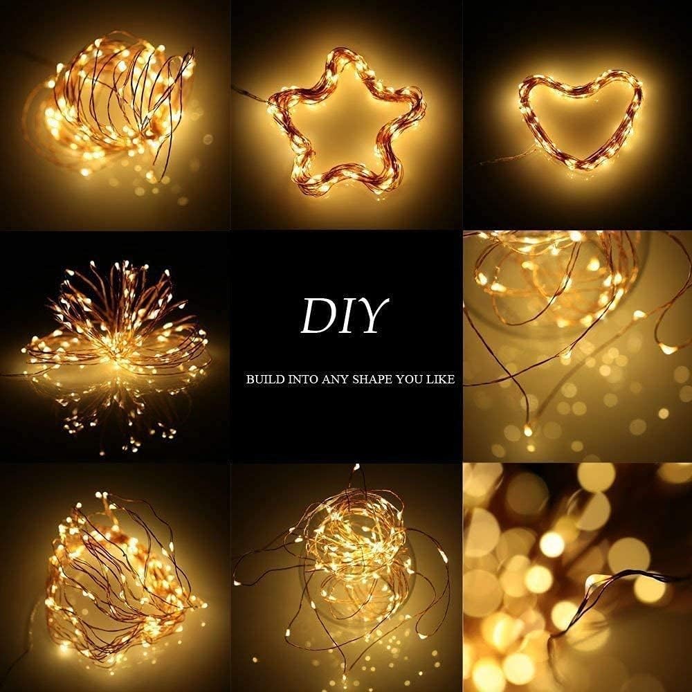 Led String Lights, Mini Battery Powered Copper Wire Starry 1 Pack, Warm White