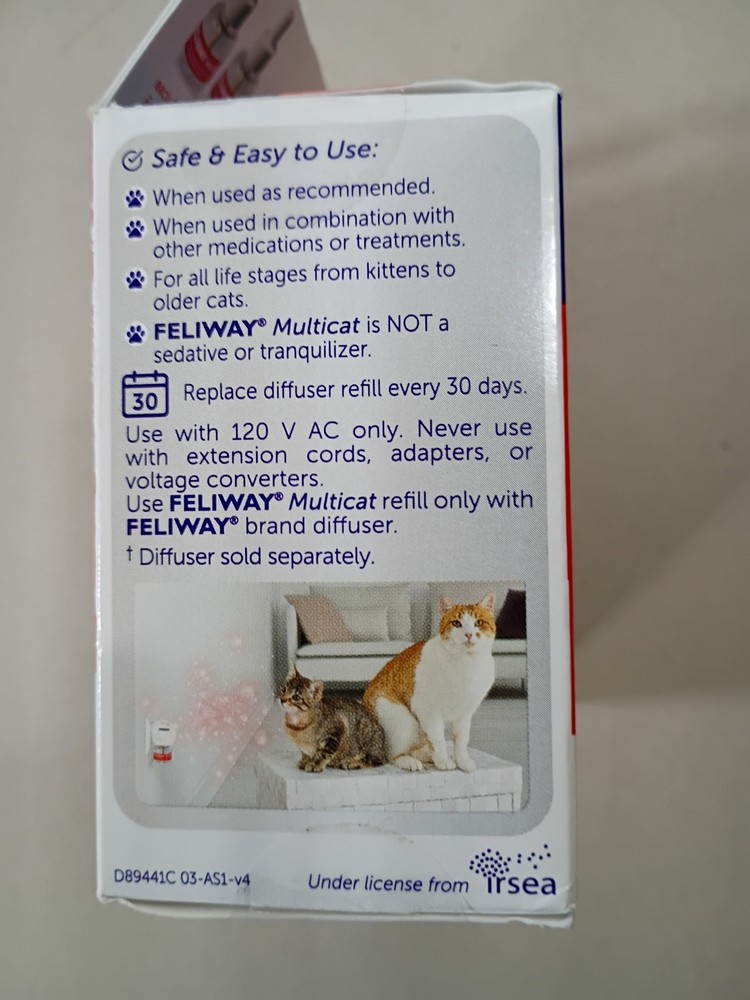 Feliway Multicat Diffuser refill, 48ml - 2 Pack Exp 07/2026