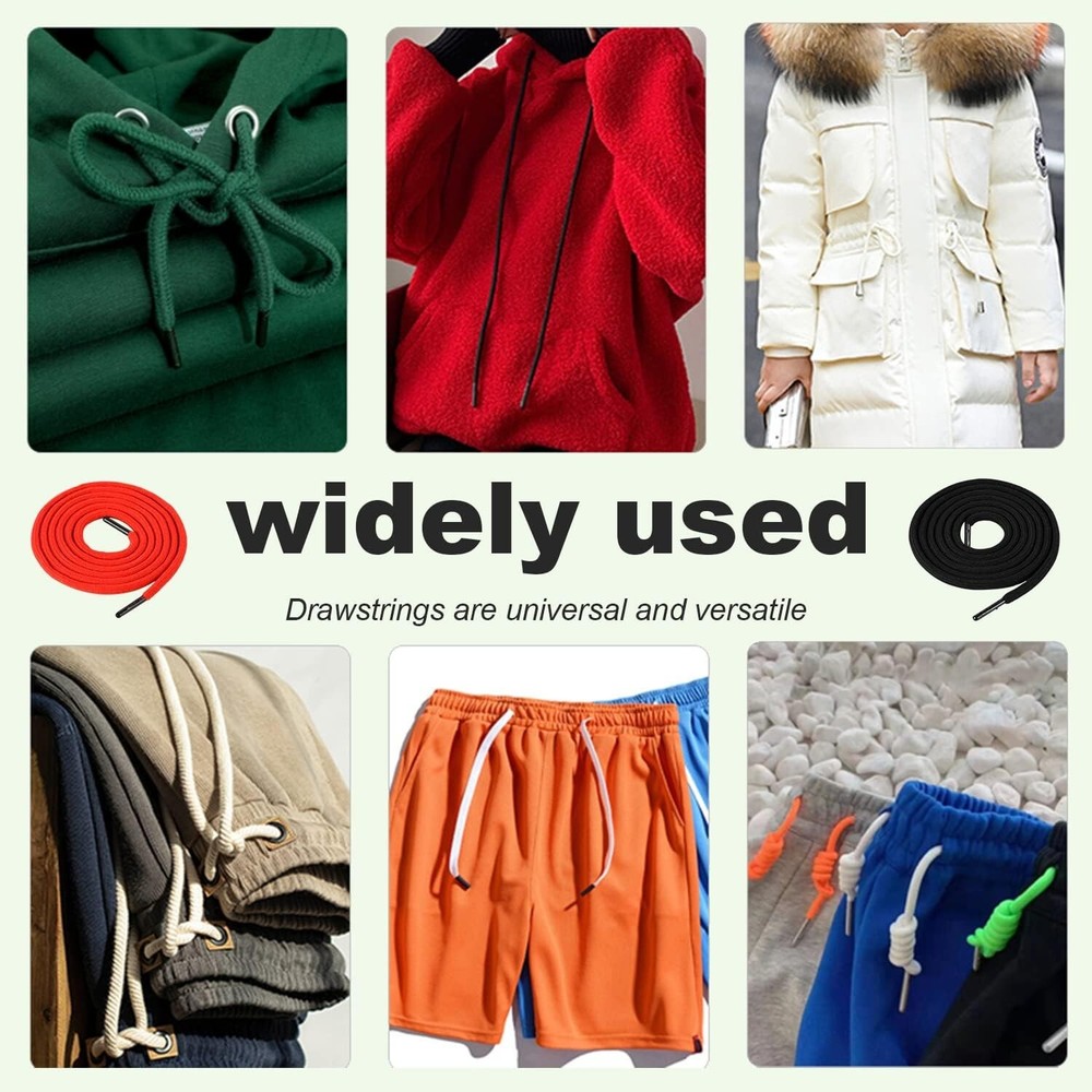 Drawstring Cord Replacement Cording with Easy Threaders+Cord Locks End