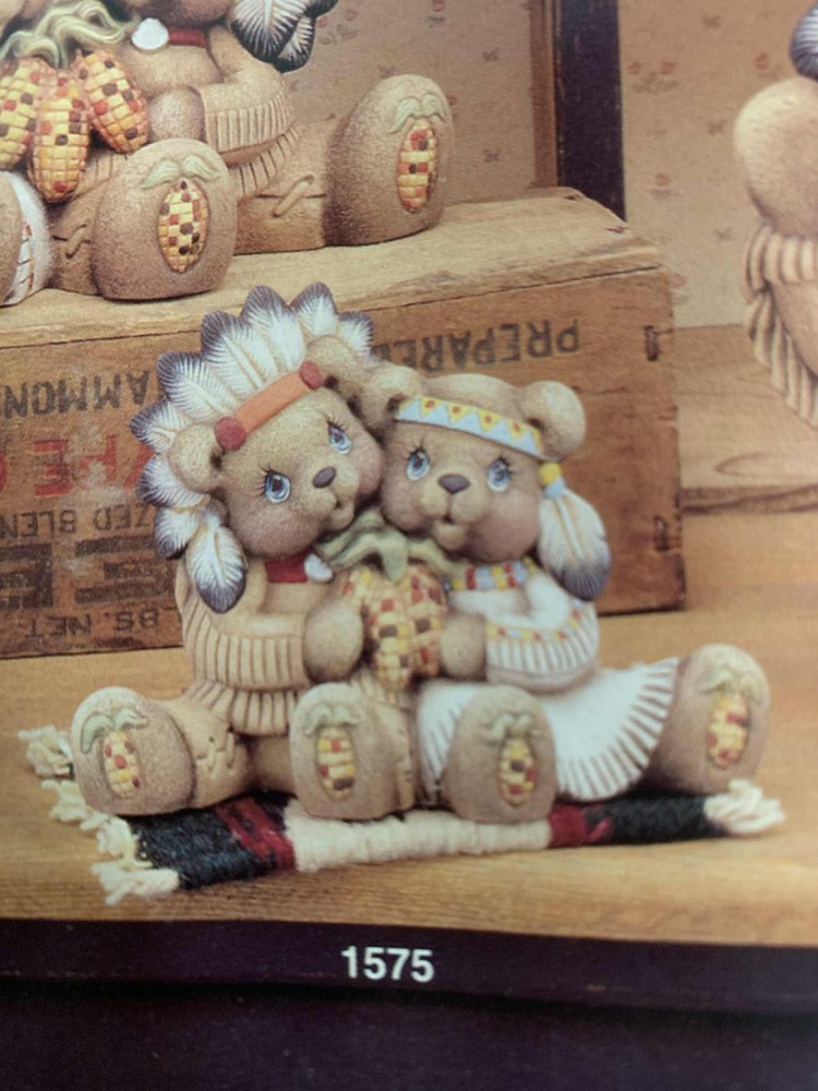 Indian cuddles bears ceramic bisque