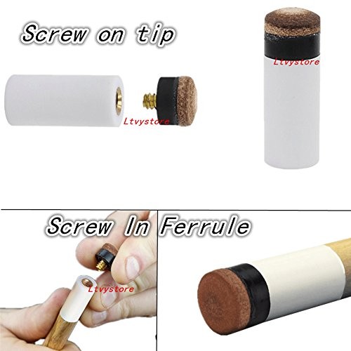 60Pcs 13mm Hard Brown& Soft Grey Cue Tips Billiard Replacement Screw-on Tips