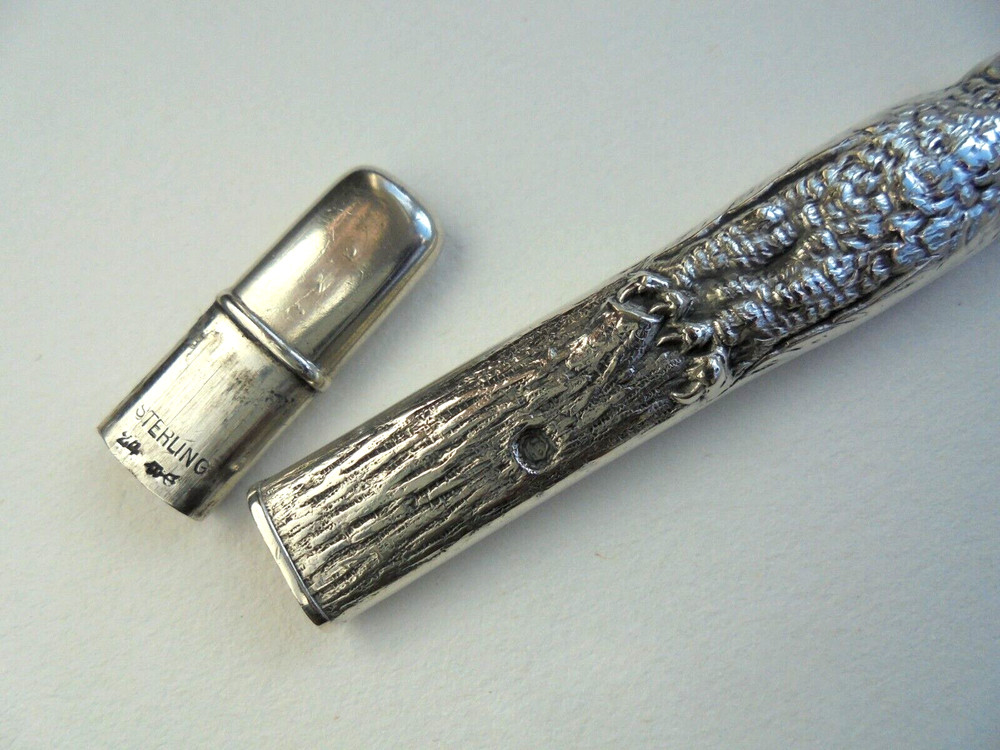 Sterling Silver Owl Pencil Holder / Needle Case