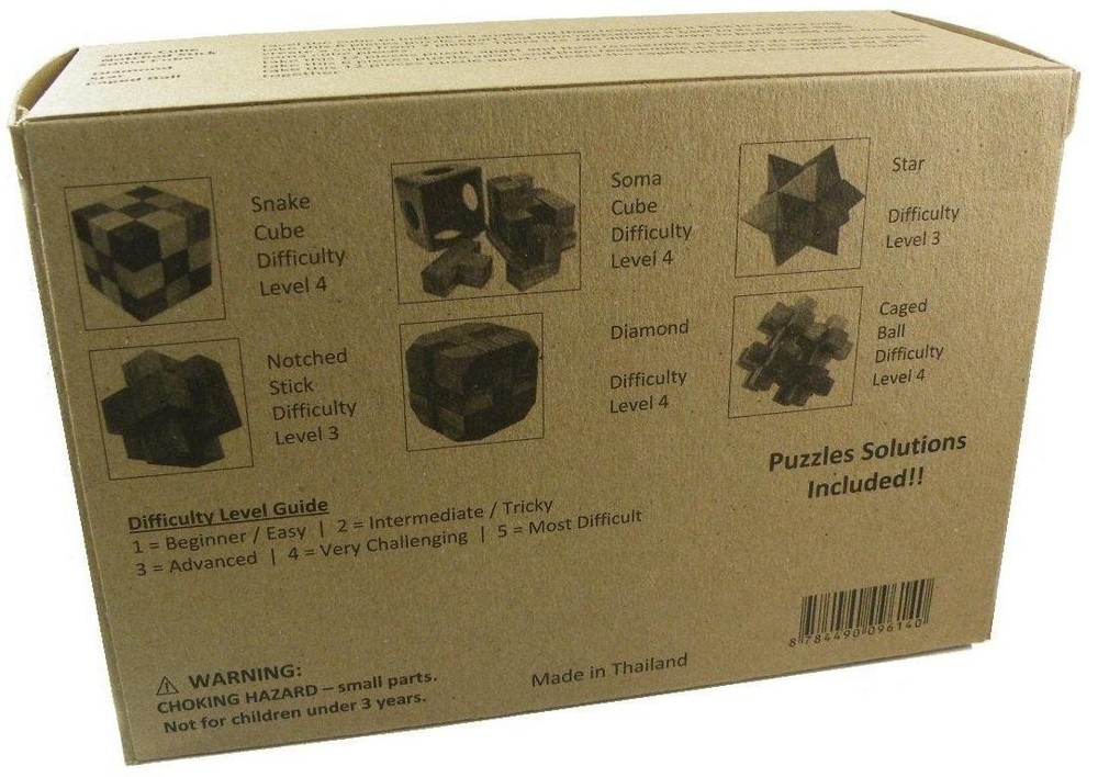 6 Wooden Puzzles Gift Set