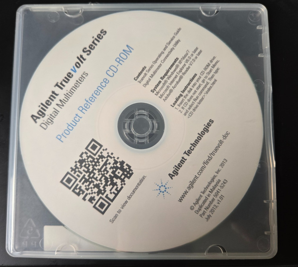 Agilent 5041-5243 True volt Series Digital Multimeters CD-ROM Product Reference