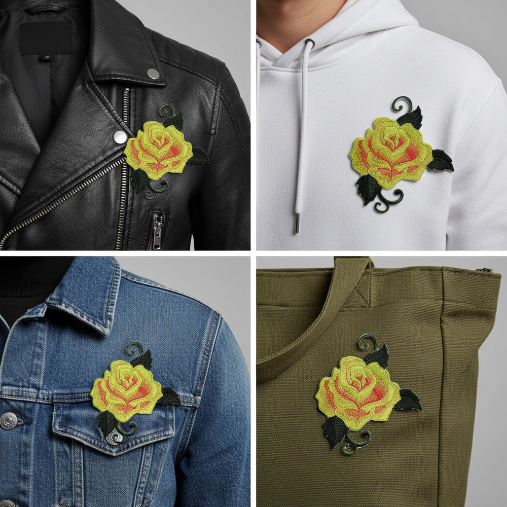 Yellow Rose Embroidered Patch | Made in USA