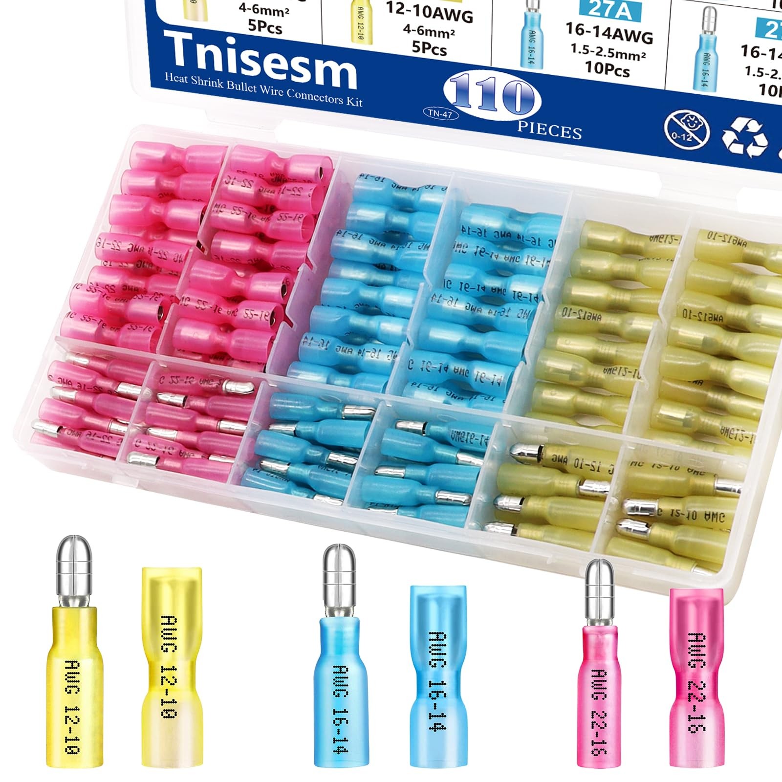 110Pcs Heat Shrink Bullet Wire Heat shrink style 111PCS Bullet Connectors