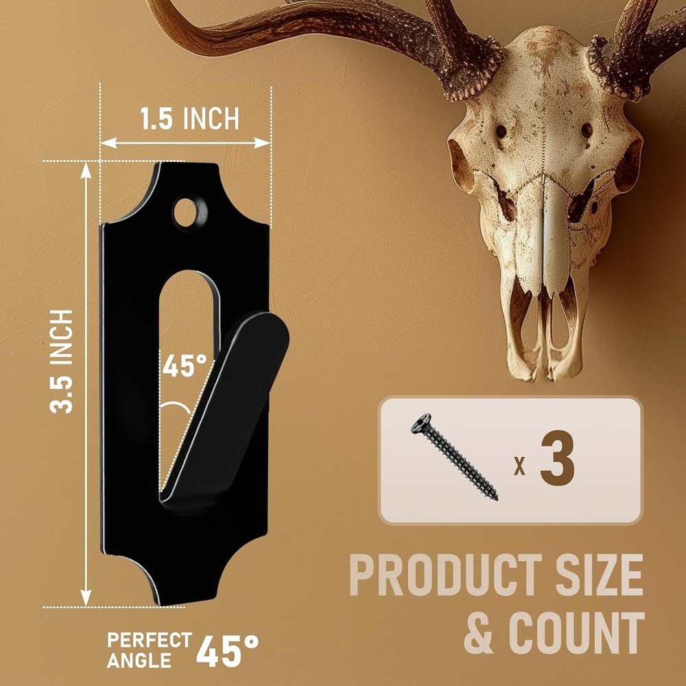 Mount Skull Hanger, for Hanging Deer Mule Black 3 PCS,