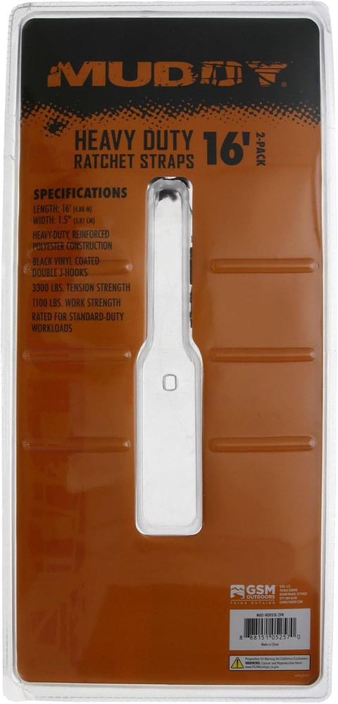 Heavy Duty Ratchet Strap 16' 2PK