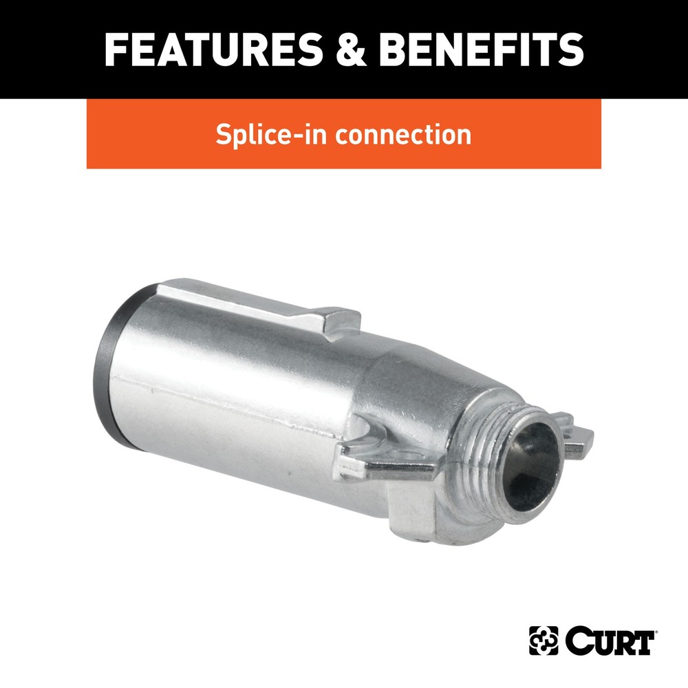 Curt-7-Way Round Connector Plug with Spring (Trailer Side, Packaged)