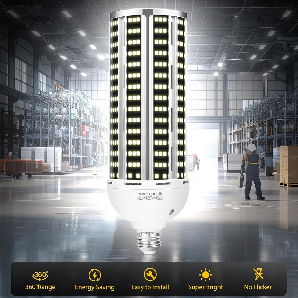 200W 2 pack LED Corn Light Bulb,(2000W Equivalent 2pack 200w Bulb