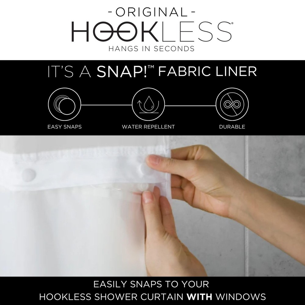 Hookless It's A Snap! Polyester Fabric Snap-In Replacement Shower Curtain Lin...