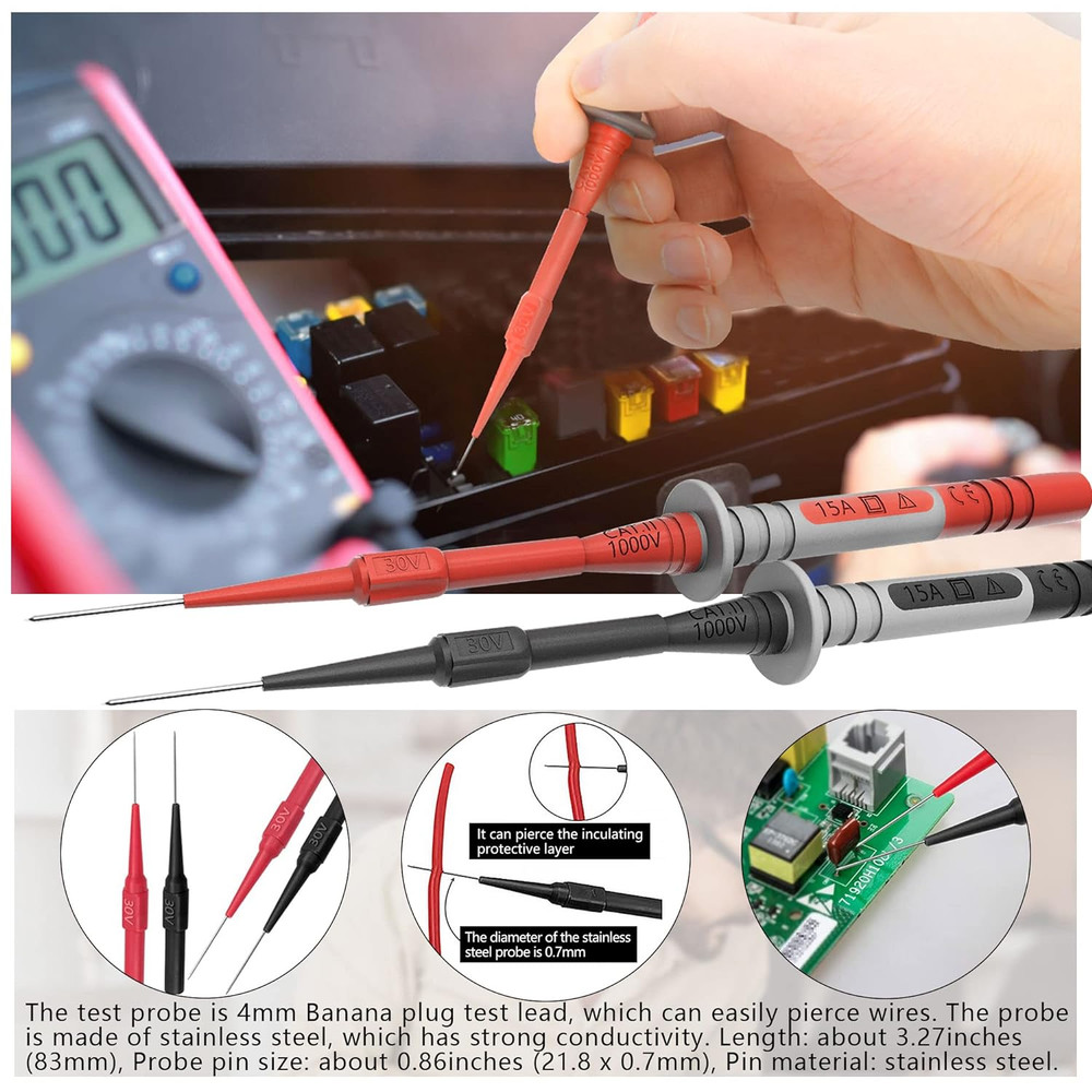 Test Leads Set Double Insulated Electrical Multimeter Test Lead Kit, Test Leads