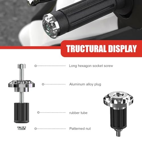 Universal Motorcycle Bar End Plug, Shockproof Handlebar End Caps, 2 PCS Silver