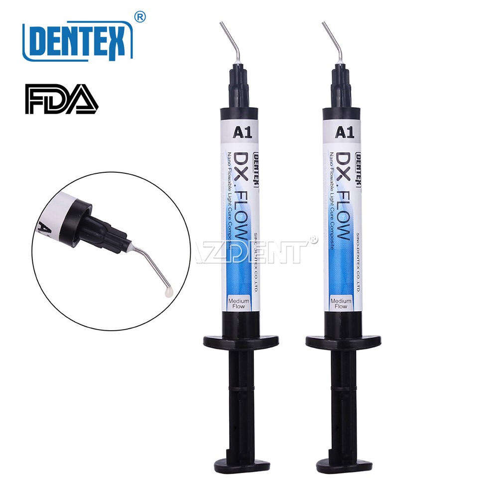 DENTEX Dental Flowable Light Cure Composite Resin Medium Flow A1/A2/A3 3g