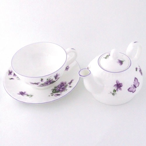 English Violet Tea for One Set