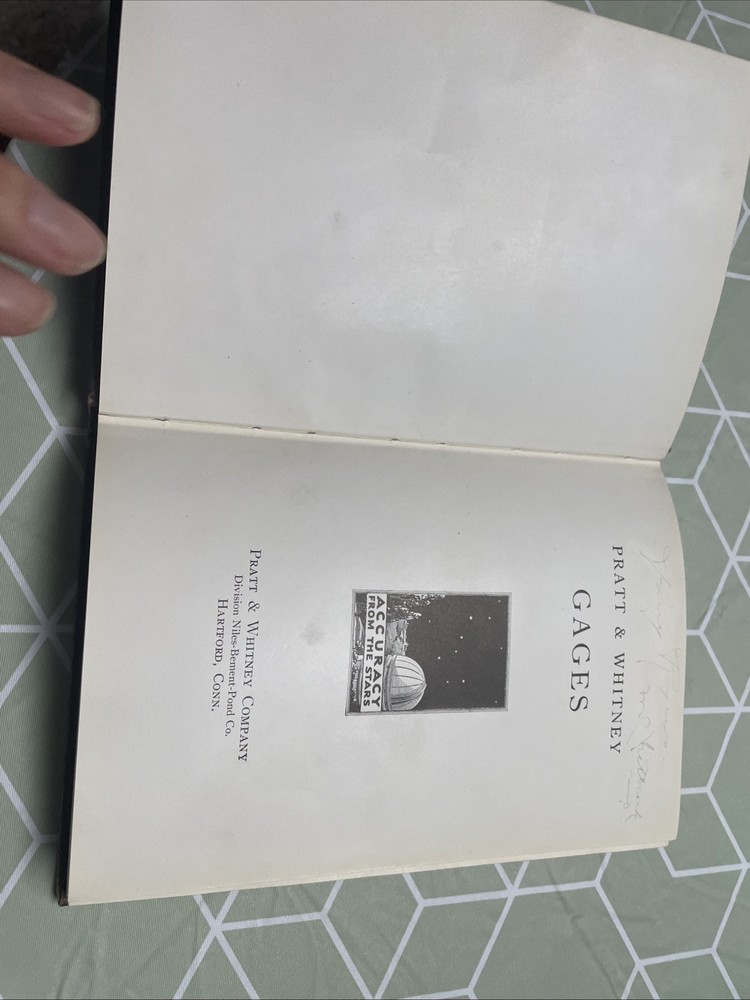 1929 PRATT & WHITNEY Gages Book