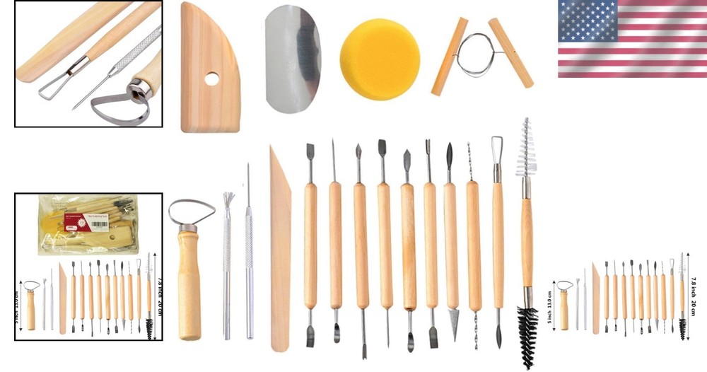 Professional 19-Piece Clay Sculpting Tools - Double-Sided for Precision Modeling