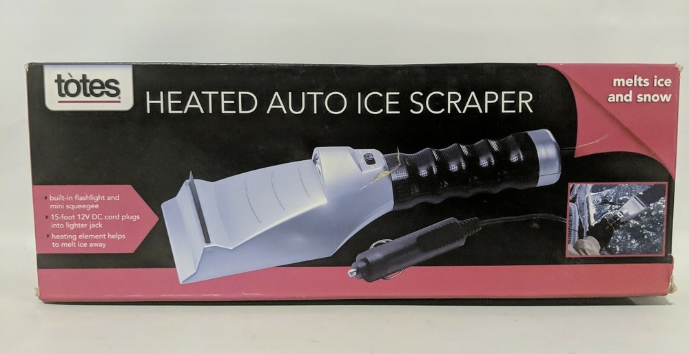 Totes Heated Auto Ice Scraper Flashlight 15' 12 Volt DC Cord