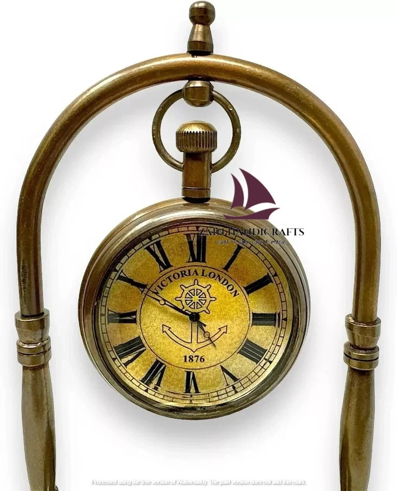 ZAIN 6" Maritime Brass Compass Nautical Clock Ship Table Clock Brass Desk Clock