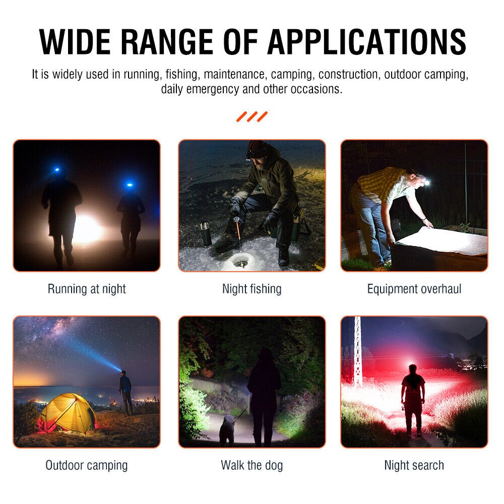 USB Rechargeable LED Headlamp Flashlight Headlight Head Torch Waterproof Sensor